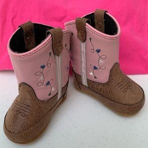 Old West pink and brown Baby cowgirl boots